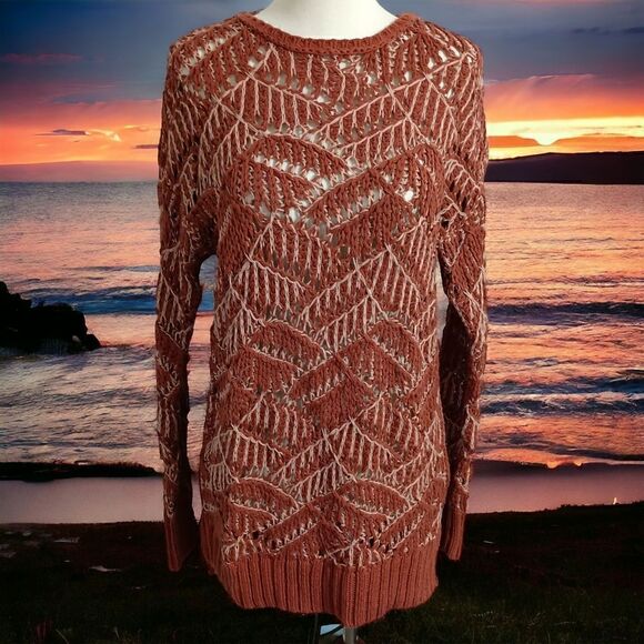 Universal Thread Open Knit Sweater NEW S Clay Pullover Crochet Asymmetric Rustic - Picture 16 of 16